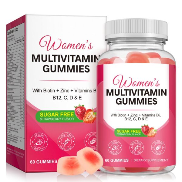 Gomitas multivitamínicas para mujeres – frasco y etiqueta