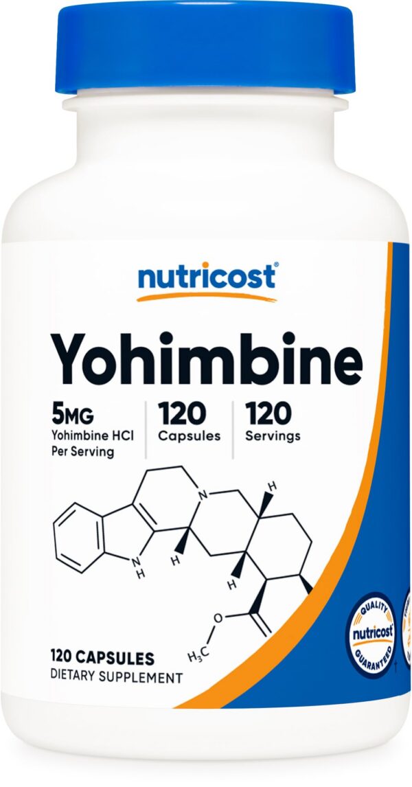 yohimbina hcl 5mg nutricost frasco cápsulas
