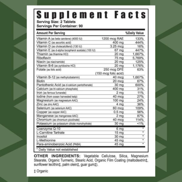 Version 1.0.0 Tabletas de Mega Multivitamínico Youngevity mostradas