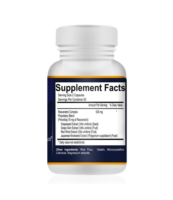 Etiqueta del suplemento Resveratrol Complex