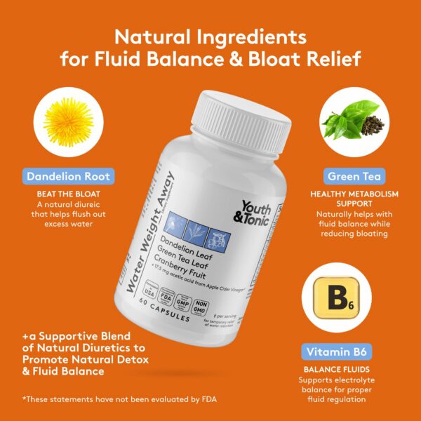 Youth & Tonic suplemento natural de pastillas diuréticas herbales