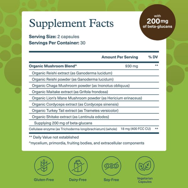 Youtheory cápsulas de hongos orgánicos apoyo inmunológico