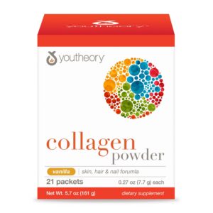 Frente del envase Youtheory Polvo de Colágeno vainilla