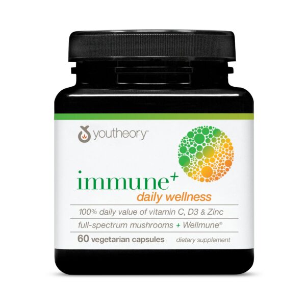 Envase Youtheory Immune+ suplemento vegetariano para inmunidad
