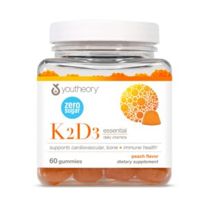 Youtheory K2D3 gomas vegetarianas sabor durazno 60 unidades
