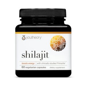 Youtheory Shilajit suplemento energético 500 mg 60 cápsulas vegetarianas