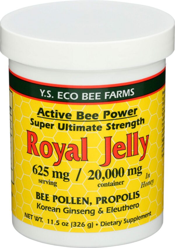 Frasco de jalea real en miel de YS Eco Bee Farms