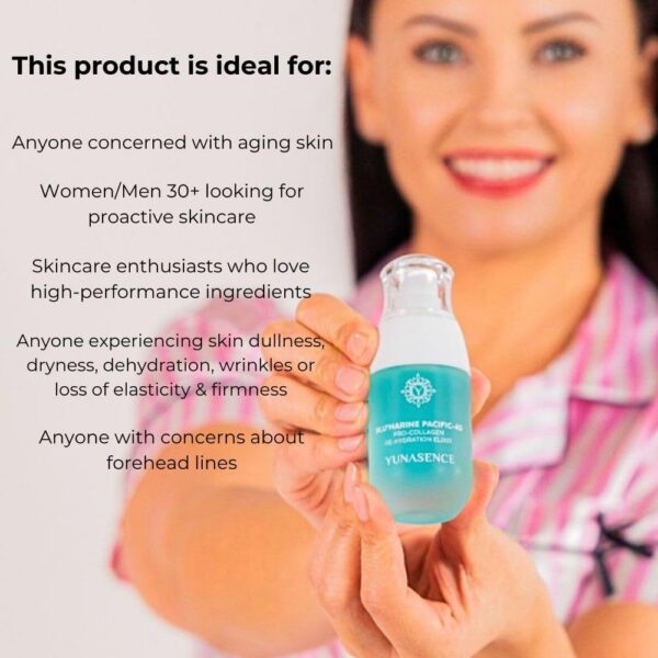Etiqueta frontal del producto YUNASENCE Blu’MARINE Pacific 4D Elixir