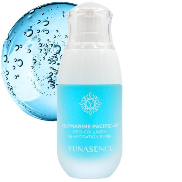 Frente del frasco de YUNASENCE Blu’MARINE Pacific 4D Elixir