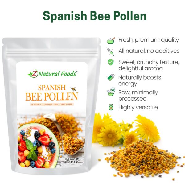 Polen de abeja crudo Z Natural Foods etiqueta lateral