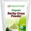 Frente del envase de Z Natural Foods Polvo de hierba de cebada orgánico