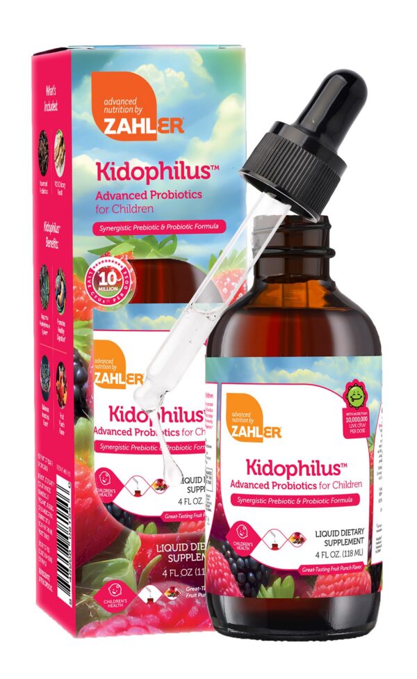 Version 1.0.0 Zahler Kidophilus gotas probiótico infantil sabor punch frutas