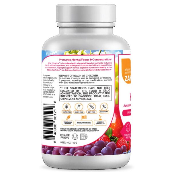 Tabletas de Zahler KidsActive sabor punch de fruta para niños