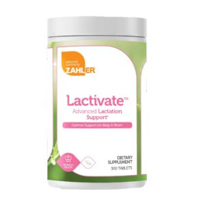 Botella de Zahler Lactivate suplemento para lactancia 300 tabletas