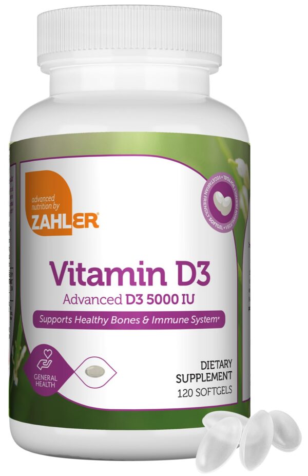 Zahler vitamina d3 avanzada 5000 ui softgels frasco 120 cápsulas