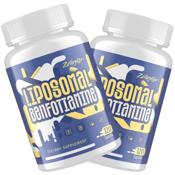 Frasco de cápsulas veganas Zaigon Benfotiamina 600mg vitamina B1