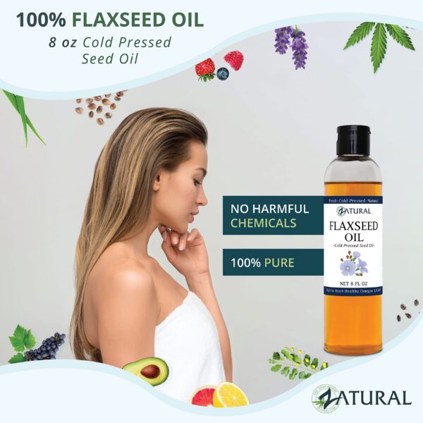 Etiqueta frontal del aceite de linaza Zatural