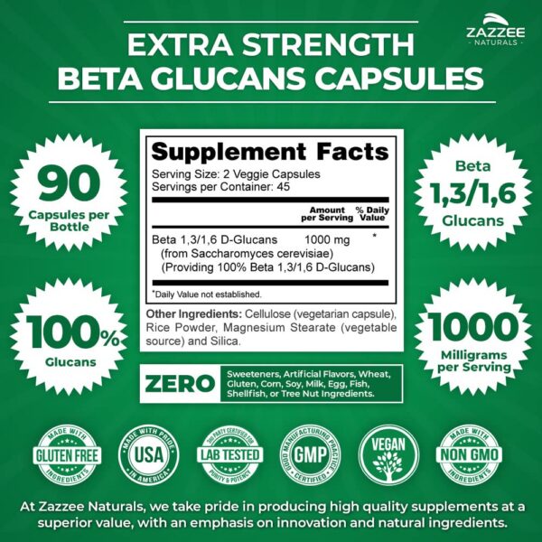 Version 1.0.0 Zazzee Beta Glucanos fuerza extra 1000mg por cápsula