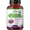 Botella Zazzee cardo mariano orgánico 120 cápsulas veganas 7500 mg