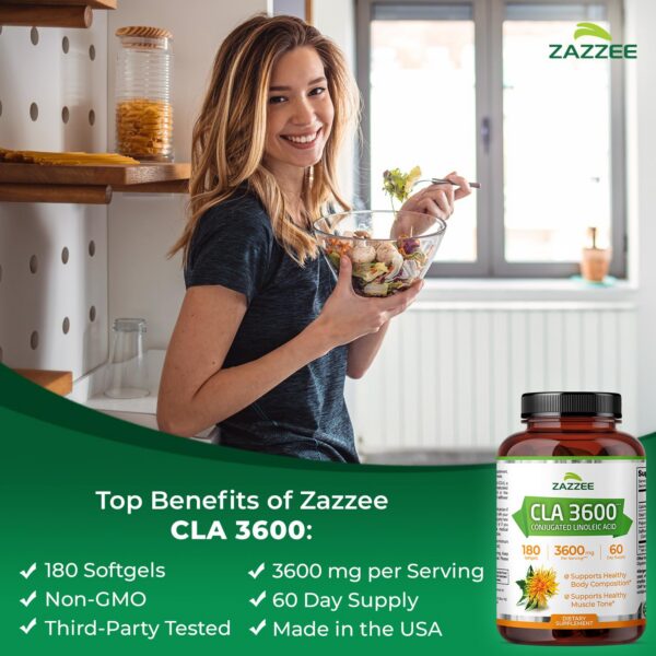 Etiqueta frontal Zazzee CLA 3600 mg