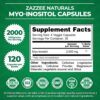 Cápsulas naturales mio-inositol Zazzee 2000 mg