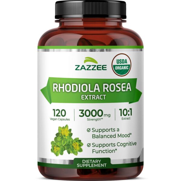 Frasco de Zazzee Rhodiola frente