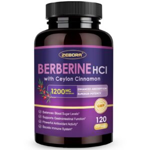 ZEBORA suplemento berberina 1200mg frasco con cápsulas