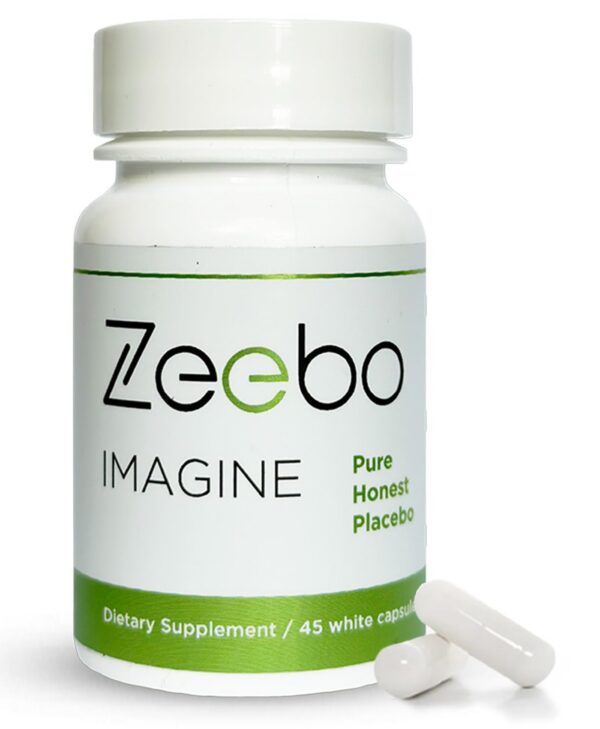Frente de Zeebo Imagine cápsulas placebo blancas