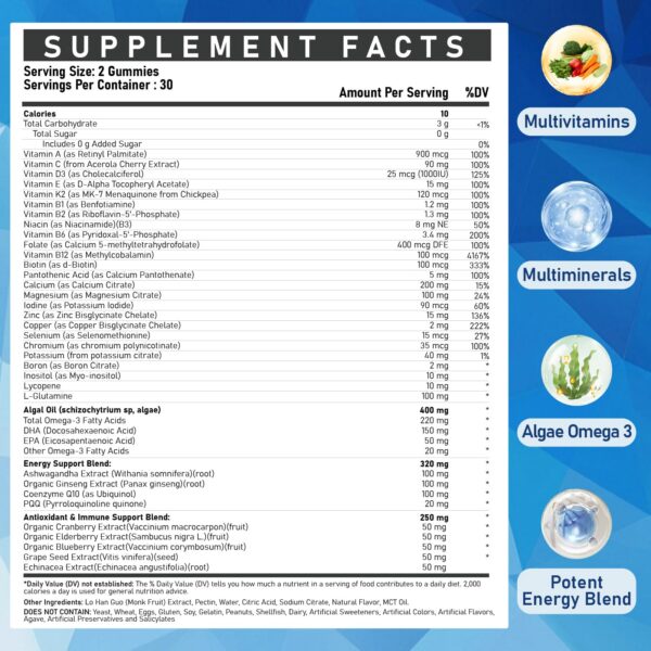 Etiqueta del producto con ingredientes clave