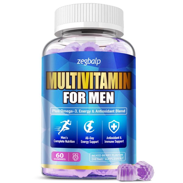 Gomitas multivitamínicas para hombres frente al envase