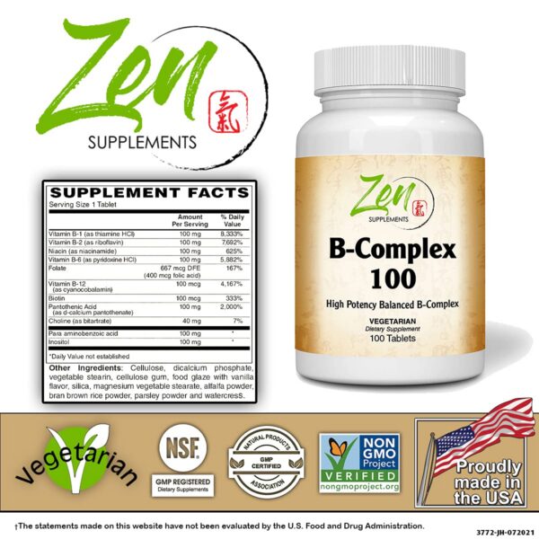 Zen complejo b suplemento envase lateral