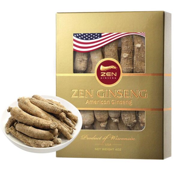 Raíz jumbo de ginseng americano Wisconsin Zen Ginseng 4 oz
