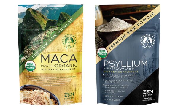 Zen Spirit Maca y Psyllium polvo certificado USDA y vegano