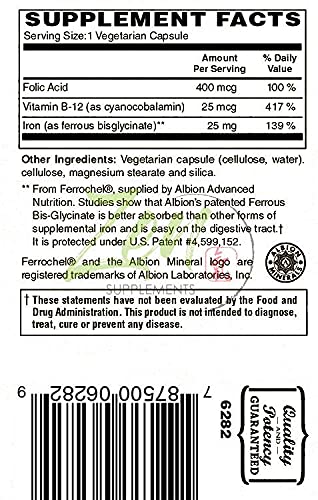 Interior de caja Zen Supplements Hierro 25 mg