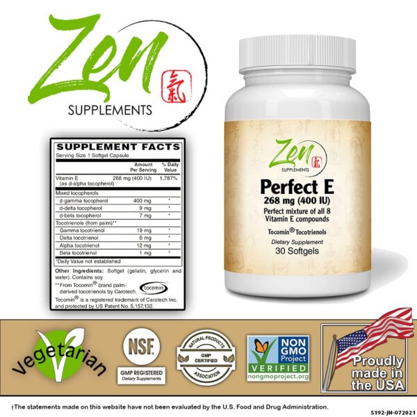 Etiqueta Zen Supplements Perfect-E vitamina e complejo