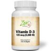Zen Supplements vitamina D-3 5000 UI cápsulas blancas frasco