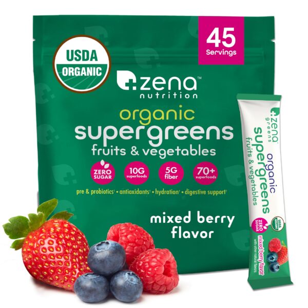 Frente del producto Zena Nutrition Polvo Supergreens