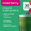 Sabor berry mixto en polvo orgánico Zena Nutrition Supergreens