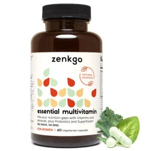 Version 1.0.0 Frente de la etiqueta Zenkgo vitaminas para mujeres