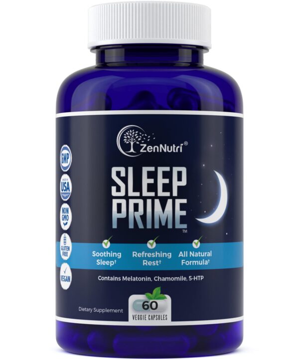 ZenNutri Sleep Prime suplemento natural para dormir 60 cápsulas veganas