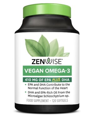 Botella de Zenwise Health Omega 3 vegano con DHA y EPA