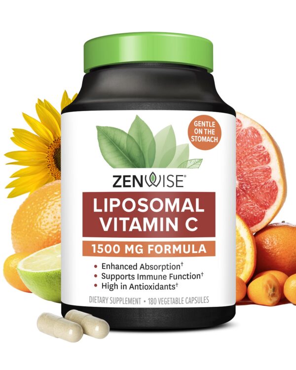 Zenwise vitamina C liposomal 1500 mg frasco frontal 180 cápsulas