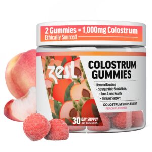 Version 1.0.0 Zest Colostrum Supplement Gummy Chews en paquete