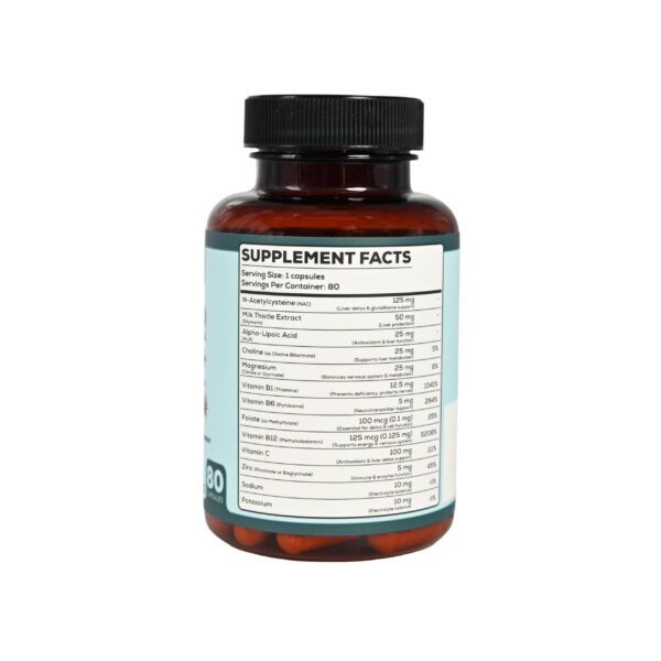 Etiqueta con ingredientes NAC y silimarina