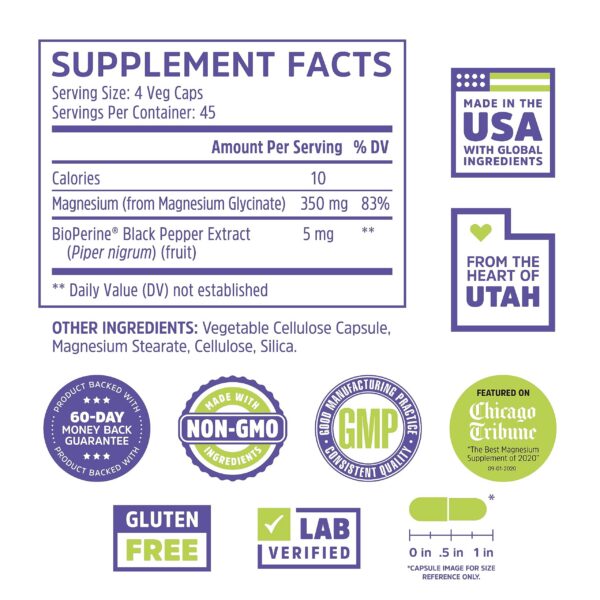 Cápsulas de magnesio glicinato en frasco