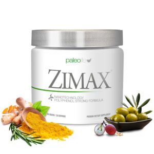 Frasco de ZIMAX antioxidante en etiqueta