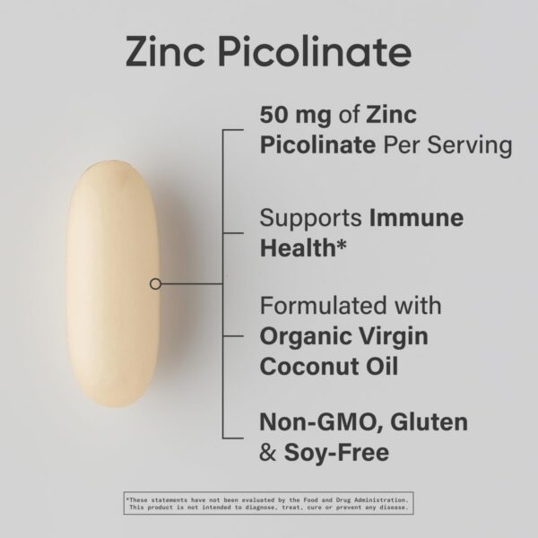 Frente de botella con 50 mg de zinc
