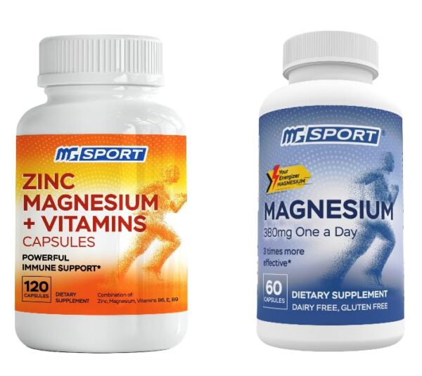 Frasco frontal de zinc y magnesio con vitaminas