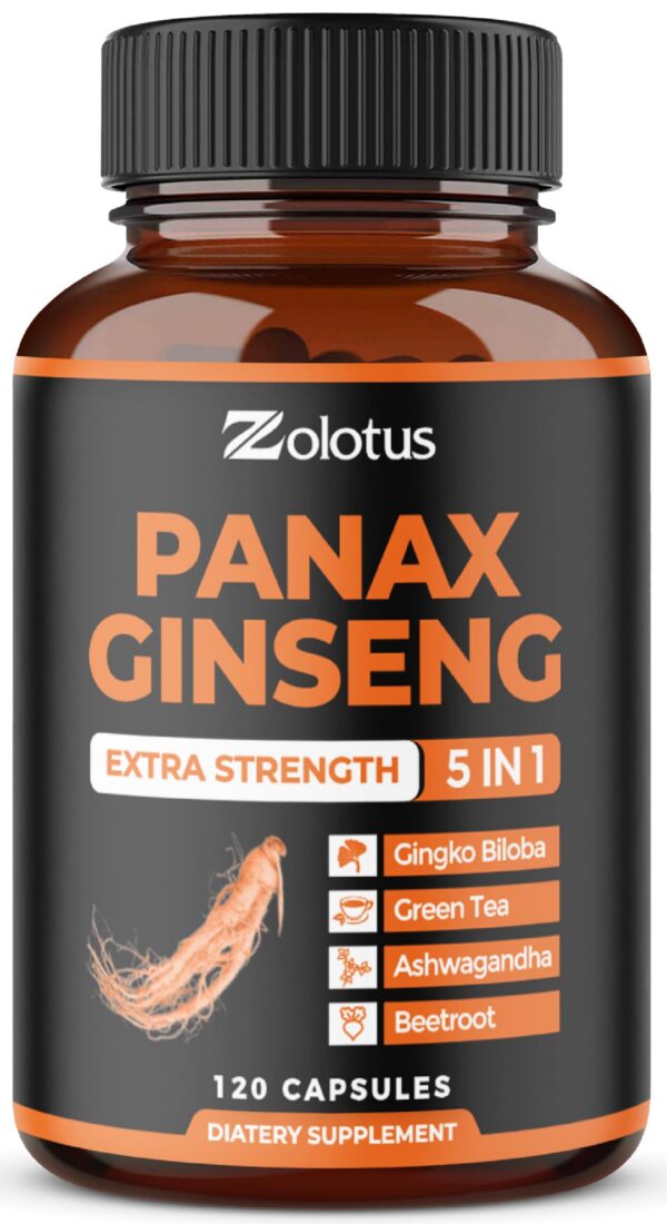 Zolotus ginseng rojo panax suplemento botella frontal
