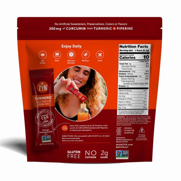 Frente del paquete ZYN hidratación mango granada